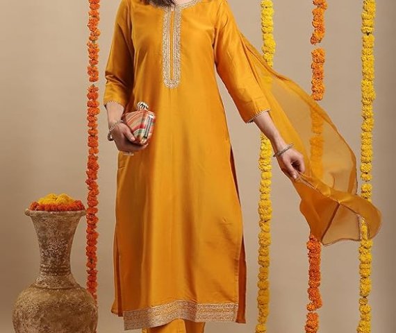 Elegant Rayon Blend Straight Embroidered Kurta with Pant4