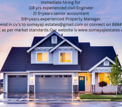 Immediate hiring for Mangalore location for  8 years experienced civil engineer as well as 8 years property manager