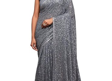 Zeel Clothing Women’s Sequins Work Heavy Georgette Saree with Blouse – Elegant Party Wear Saree for Weddings & Special Occasions (Available in Multiple Colors)